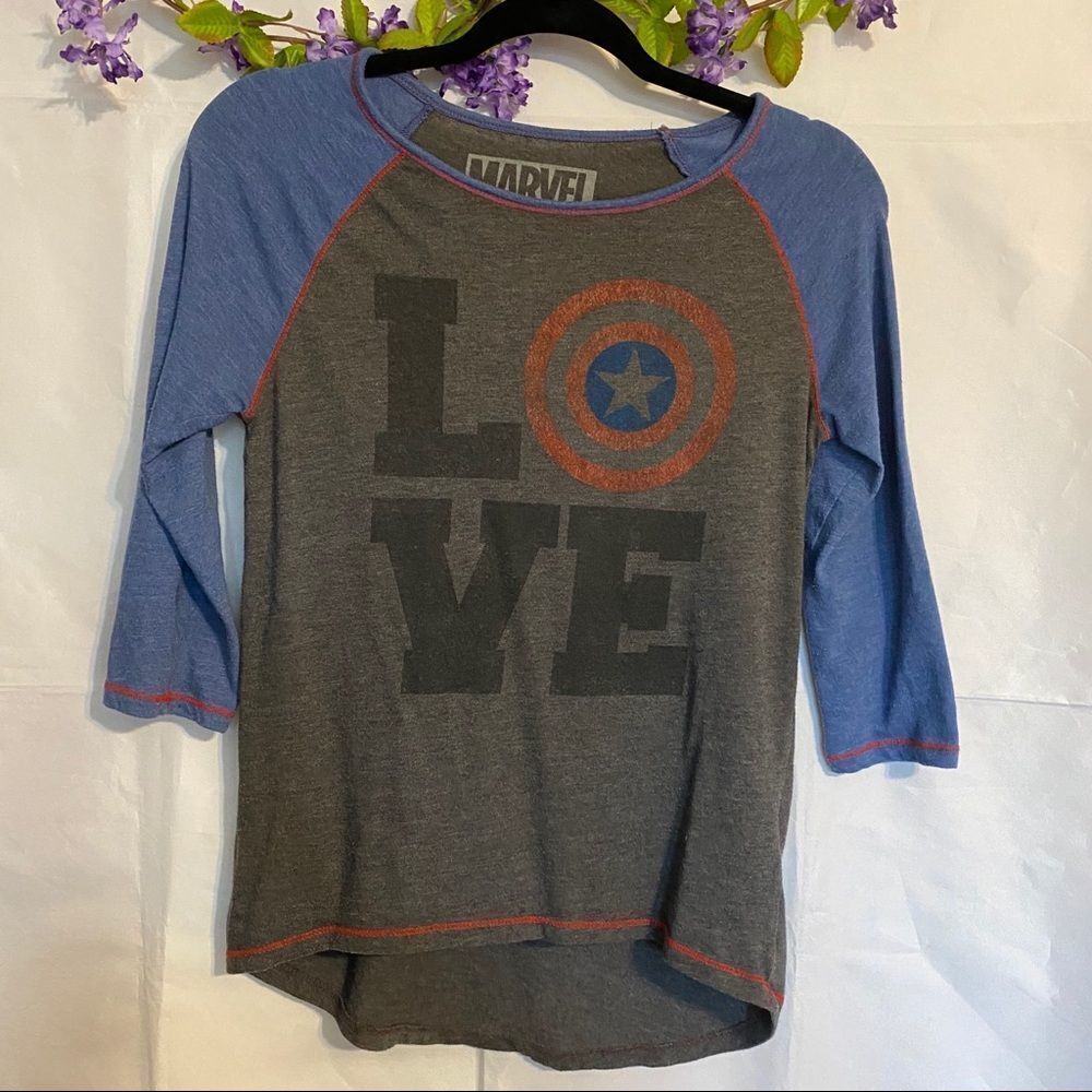 Marvel Blue Captain America LOVE Tee
